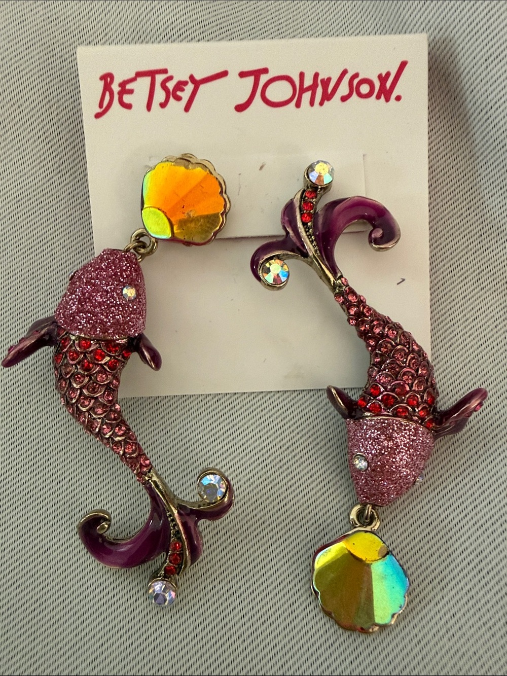 Pink Crabby Couture Koy Fish Earrings